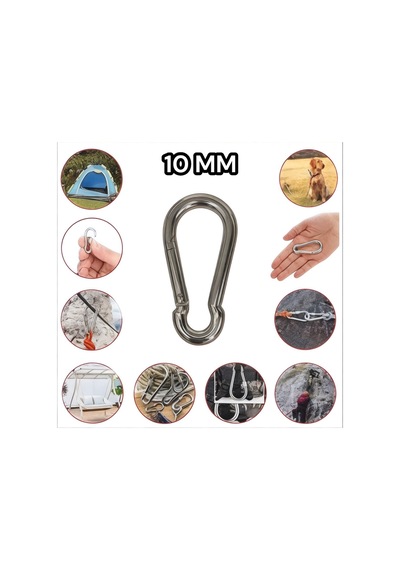 10 Mm Yaylı Karabina Paslanmaz Çelik Çelik Kilit Dağcılık Kamp Malzemeleri Köpek Tasma