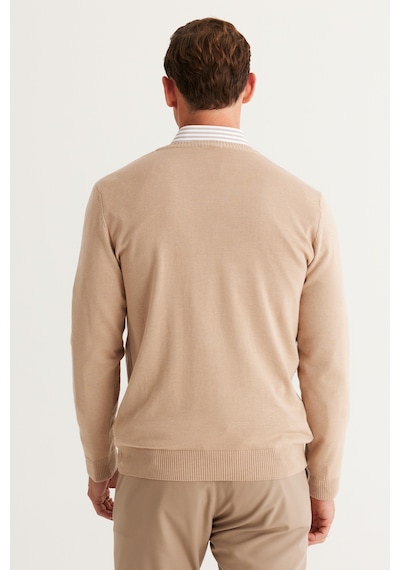 AC&Co / Altınyıldız Classics Erkek Bej Melanj Standart Fit Normal Kesim V Yaka Pamuklu Triko Kazak Bej Melanj AC&Co / Altınyıldız Classics Erkek Bej Melanj Standart Fit Normal Kesim V Yaka Pamuklu Triko Kazak Bej Melanj