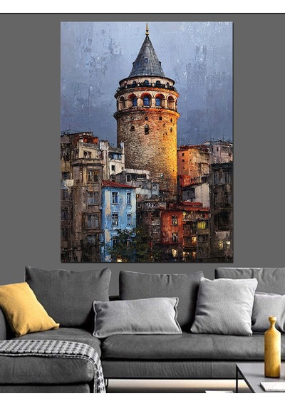 Ahşap Tablo İstanbul Galata Kulesi Şehir
