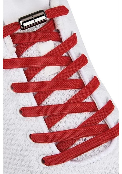 Hapshoe Ayarlanabilir 1 Çift Kırmızı Vidalı Kapsül Uçlu 6 Mm Lastik Pratik Bağcık Kırmızı