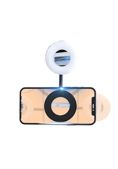 Magsafe Mini Selfie Lambası Aynalı Led Telefon Işığı Manyetik Şarjlı Vlog Tiktok Youtube Makyaj Çekim Işığı Siyah