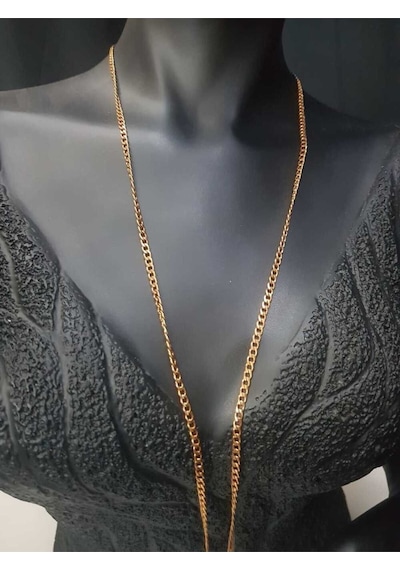 80 Cm Uzunluk Gurmet Model Zincir Rose Renk Çelik Unisex Sevgiliye Eşe Anneye Kolye Zincir Rose Gold