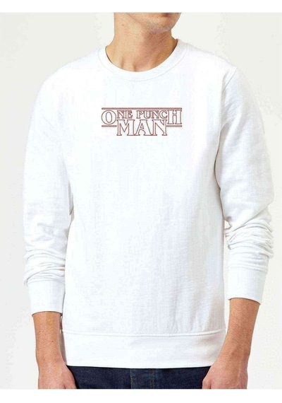 One Punch Man Baskılı Beyaz Erkek Örme Sweatshirt (528569612)
