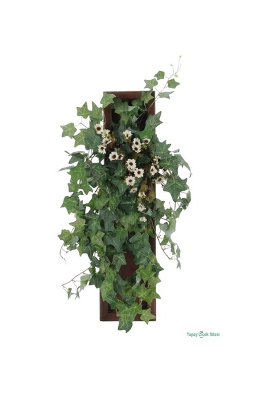 Yapay Çiçek Sitesi Ahşap Çerçeveli Yapay Çiçek Duvar Tablosu 15x24 Model 12 Yeşil