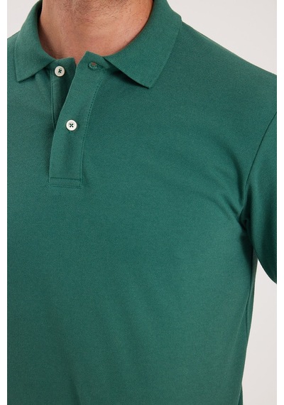 Tudors Erkek Slim Fit Dar Kesim Premium Seri %100 Pamuk Yumuşak Dokulu Merserize Yeşil Polo Yaka Tişört -50909