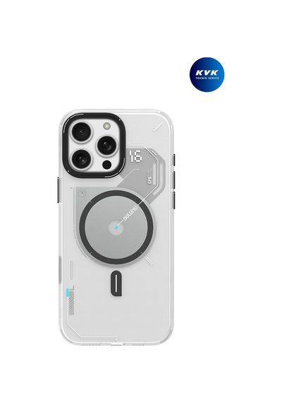 İphone 16 Pro Max Uyumlu Karanlıkta Hafif Parıldayan Magsafe Özellikli A16 Frosted Kılıf Beyaz