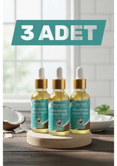 Hindistan Cevizi Yağı 3x20 Ml Cilt, Saç, Ağız Ve Beslenme Desteği Oil Pulling 60 ML