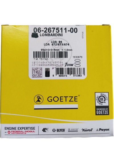 Goetze Antor/lombardini 4ld640-13hp Segman/sekman Takımı Komple 1.00 Mm. Nüral