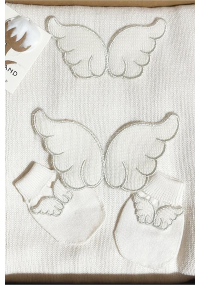 Juniba Kids Angel Kız Bebek Ekru Premium Melek Kanadı Detaylı Triko 6'lı Set Ekru