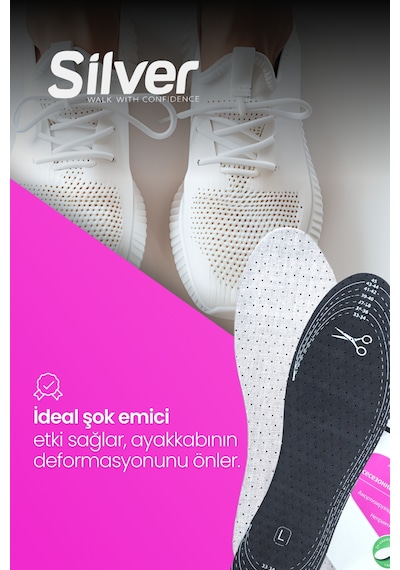 Silver Ayakkabı Koku Ve Ter Önleyici Tabanlık - Gözenekli Konfor Tabanı 35-45