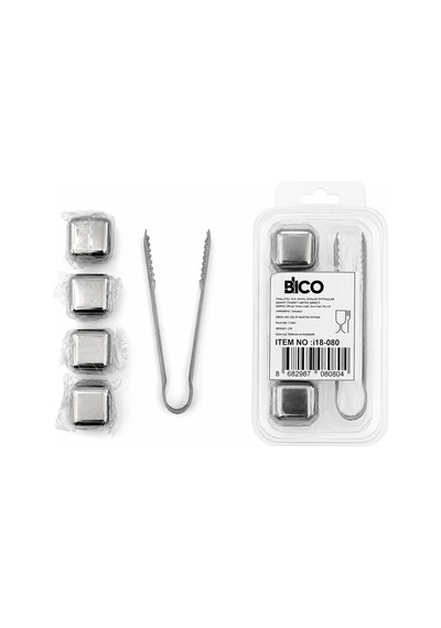 5pcs 4 Küp - Maşa Küp Şekli Metal Buzluk Bx40 Ahşap