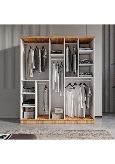 Flora 5 Kapaklı Komple Mdf Gardırop - Elbise Dolabı
