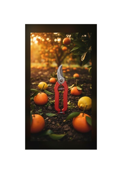 18 Cm Karbon Çelik Naranciye Makası Kırmızı Saplı - Portakal Mandalina Limon Hasat Makası