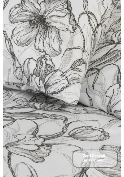 Elart Line Art Nevresim Takımı Çift Kişilik Lastikli Çarşaf 200x220 Cm Renksiz