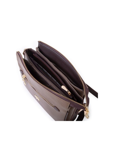Nas Bag Kadın Çapraz Çanta Kalın Ayarlanabilir Askılı Çanta En: 26 Cm, Boy: 22 Cm Vizon Kahve Victoria