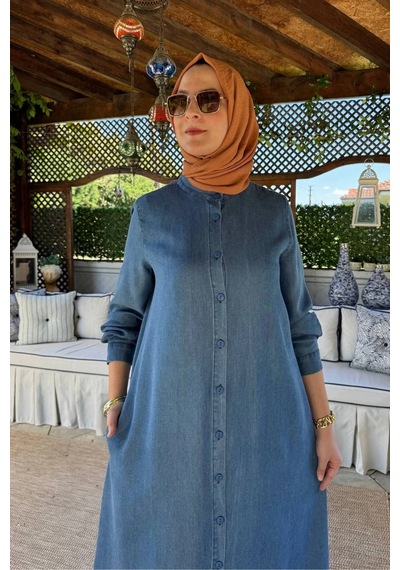 Rabia Şamlı Kot Tencel Pantolonlu Takım Normal