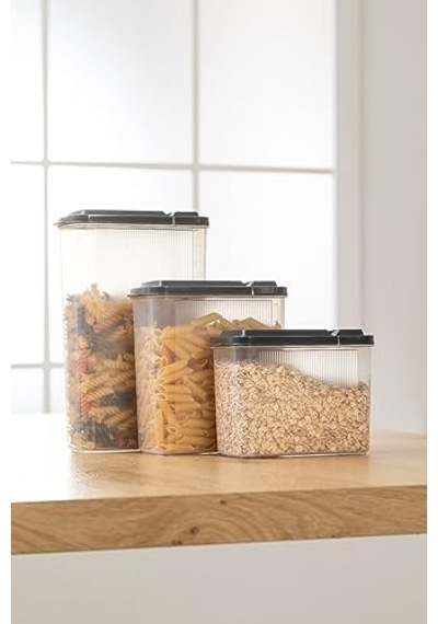 3&apos Lü Erzak Saklama Kabı 2400 X 1700 X 1200ml - 3&apos Lü Kuru Gıda Saklama Kabı Toplam 5300ml