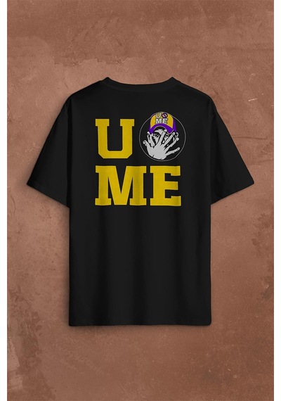 John Cena You Me Never Give Up Cenation Asla Pes Etme Sırt Ön Baskılı Oversize Tişört Unisex T-shirt 001