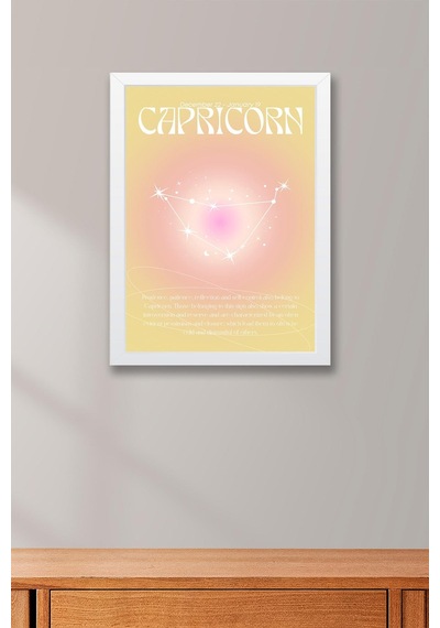Capricorn Oğlak Burcu Çerçeveli Tablo Aura Enerji Renkleri Astrolojik Takım Yıldızı Sembolü
