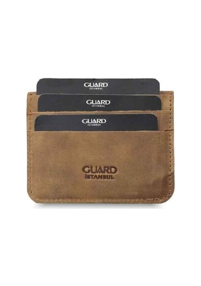 Guard Taba Crazy Patlı Kartlık Hakiki Deri Erkek / Kadın P5227 Taba