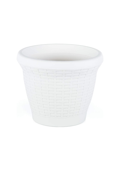 Hs05 Hasır Saksı Tabaklı 41,5cm, 25 Litre Beyaz