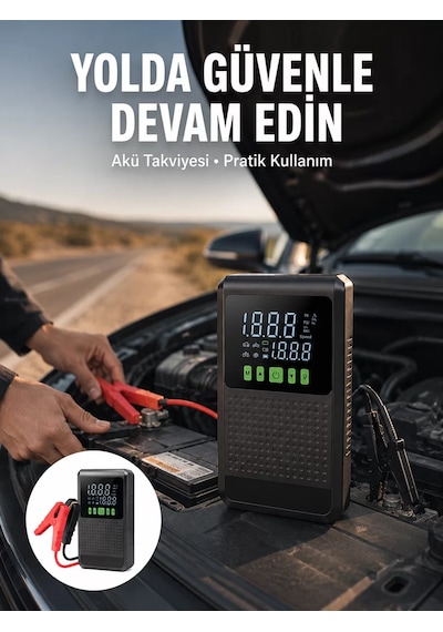 Şarjlı Araç Akü Takviyeli Hava Pompası Powerbank Özellikli Yeni Nesil Cn