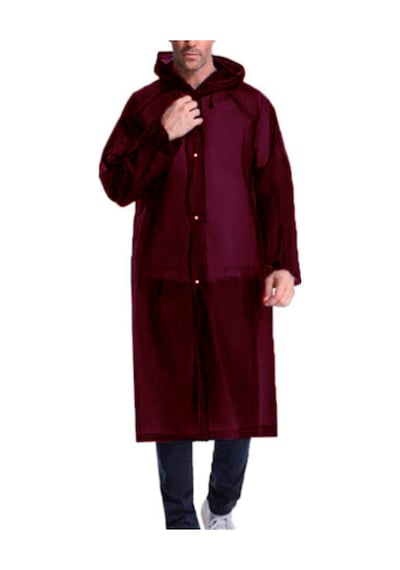 Marlux Kadın Erkek Yağmurluk Kapüşonlu Çıtçıtlı Eva Bordo Yağmurluk M21M Bordo