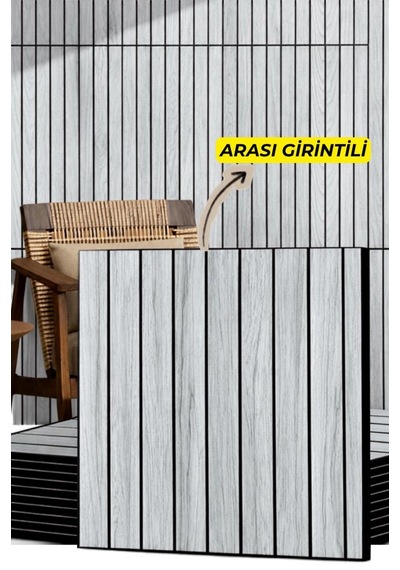 Kendinden Yapışkanlı Gri Girintili 3d Akustik Esnek Lambiri 40cmx40cm Duvar Paneli Kağıdı Nw210