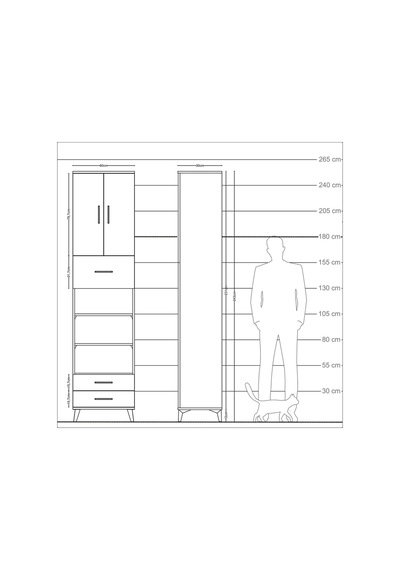 Arges Dolap 5 Raflı 3 Çekmeceli 2 Kapaklı 60x30x243 Aytaşı-çam Aytası