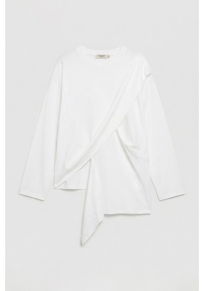 it's basic Kadın Beyaz W5 Oversize Çift Parça Tasarım Gömlek Sweatshirt