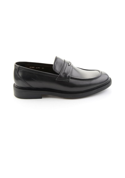 Bambi Siyah Antik Hakiki Deri Erkek Loafer Ayakkabı E01648629041