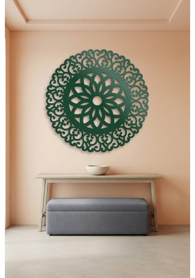 Lotus Mandala Metal Duvar Tablosu - Duvar Sanatı - Duvar Dekoru - Yeşil