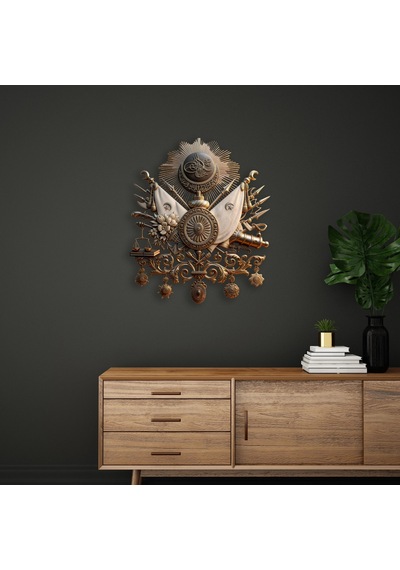 Osmanlı Devlet Arması - Metal Tablo - Dec0172 55 X 65 Cm Çok Renkli