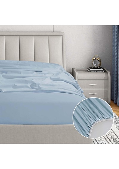 Soley Jersey %100 Pamuk Çift Kişilik 140 X 200 Lastikli Çarşaf Mavi