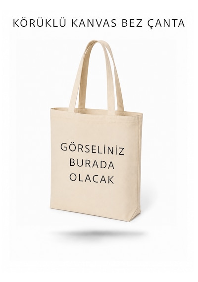Lunora Collection Kişiye Özel Tasarım Körüklü Kanvas Bez Çanta Ham Renk