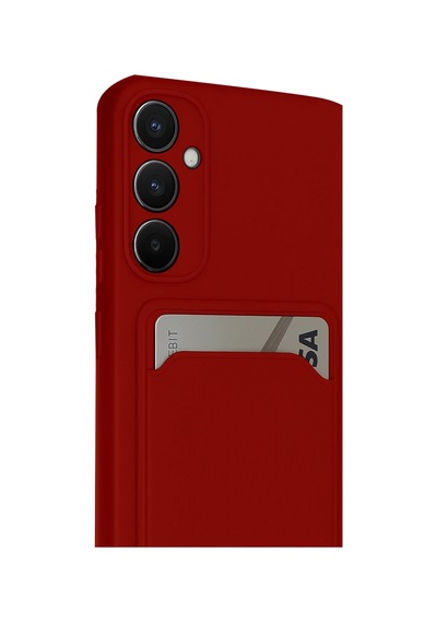 Newface - 863 - Samsung Galaxy Uyumlu S24 Fe Kılıf Kelvin Kartvizitli Silikon - Aconcept - - Kırmızı