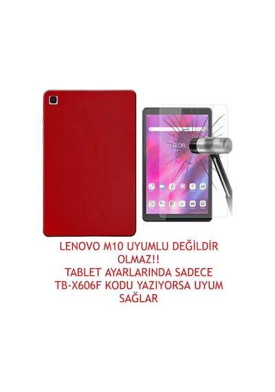 Trendsshop Tab M10 Fhd Plus 10.3 Tb-x606 X606f Silikon Kılıf + Ekran Koruyucu Kırmızı