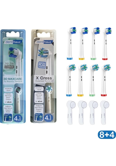 3d Maxcare + X Cross Oral-b Uyumlu Diş Fırçası Başlıkları + Fırça Koruma Kapağı