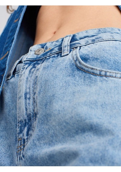 Dilvin 71792 Kar Yıkama Wideleg Denim Pantolon-mavi Mavi