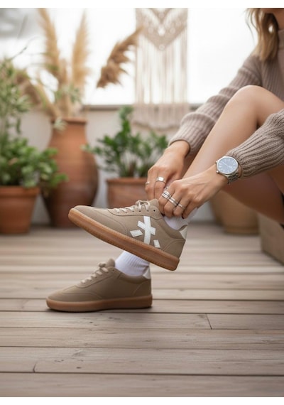 Marina Rosse Kadın Sanda Günlük Ortopedik Rahat Taban Sneaker Sütlü Kahve
