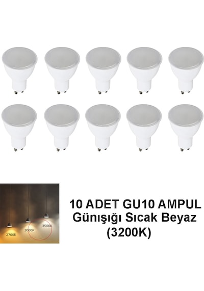 Gu10 Led Çanak Ampul Günışığı Par16 10 Adet