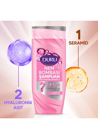 Duru Nem Bombası Tüm Saçlar İçin Güçlü Parlak Şampuan 400 Ml