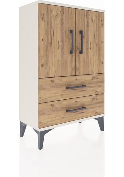 Arges Komodin 2 Raflı 2 Çekmeceli 2 Kapaklı 60x30x96 Aytaşı-çam Aytaşı