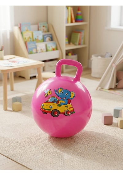 Nk Spor 55 Cm Pembe Zıp Zıp Pilates Topu - Tutma Saplı Zıplama Topu - Çocuk Ve Yetişkin Için Kondisyon Topu-kulplu Egzersiz Ve Oyun Topu Anti-burst