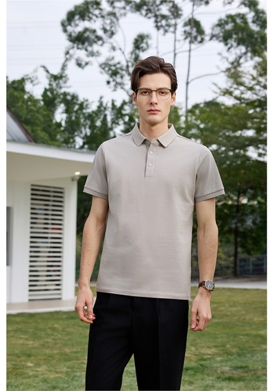 New Performance Premium Polo T-shirt 100% Pamuk Merserize Kayısı Gri