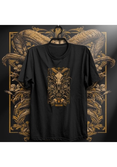 Stoned&Fame Unisex Siyah Koç Burcu Baskılı T-shirt SIYAH
