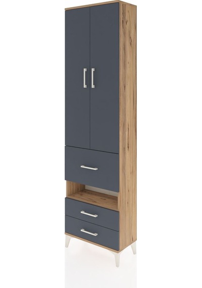 Arges Dolap 3 Raflı 3 Çekmeceli Tek Askılı 60x30x221 Çam-antr... Çam