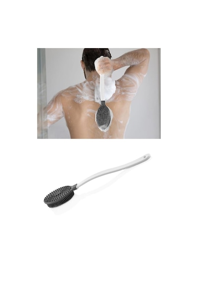 Mainshop Uzun Saplı Vücut Masaj Fırçası, Çift Taraflı Sırt Kese Banyo Duş Masaj Yumuşak Fırça