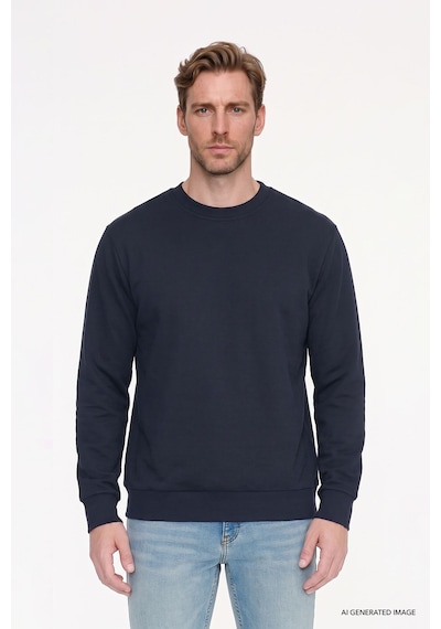 AC&Co / Altınyıldız Classics Standart Fit Normal Kesim Pamuk Bisiklet Yaka Erkek Sweatshirt Lacivert