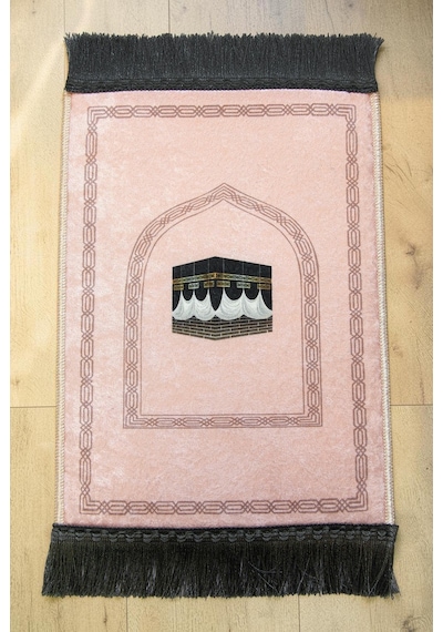Mini Alın Seccadesi Kaymaz Taban Desenli Cep Tipi Seyahat Namaz Seccadesi - Pembe
